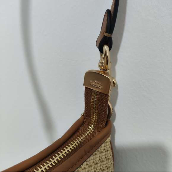 Coach Light Beige Woven Straw Hobo Bag - Picture 6 of 10